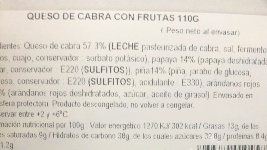 Soreda queso cabra con frutas packshot