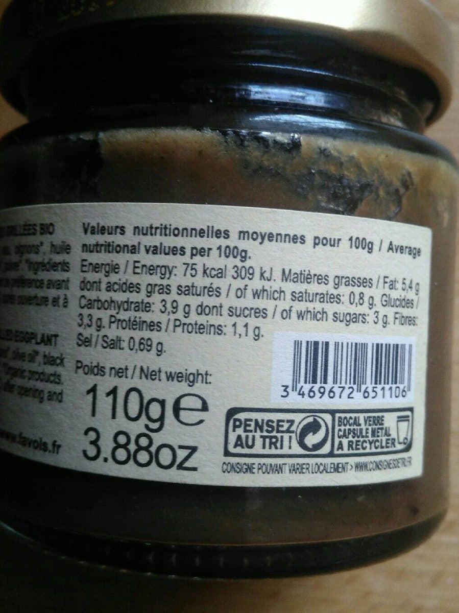 Open Food Facts Aubergines grillées packshot