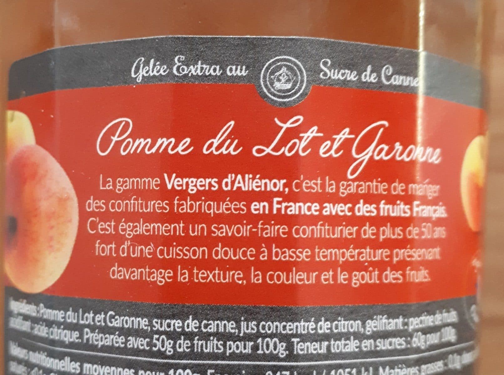 Vergers d'Aliénor Gelée extra pomme du lot et Garonne packshot