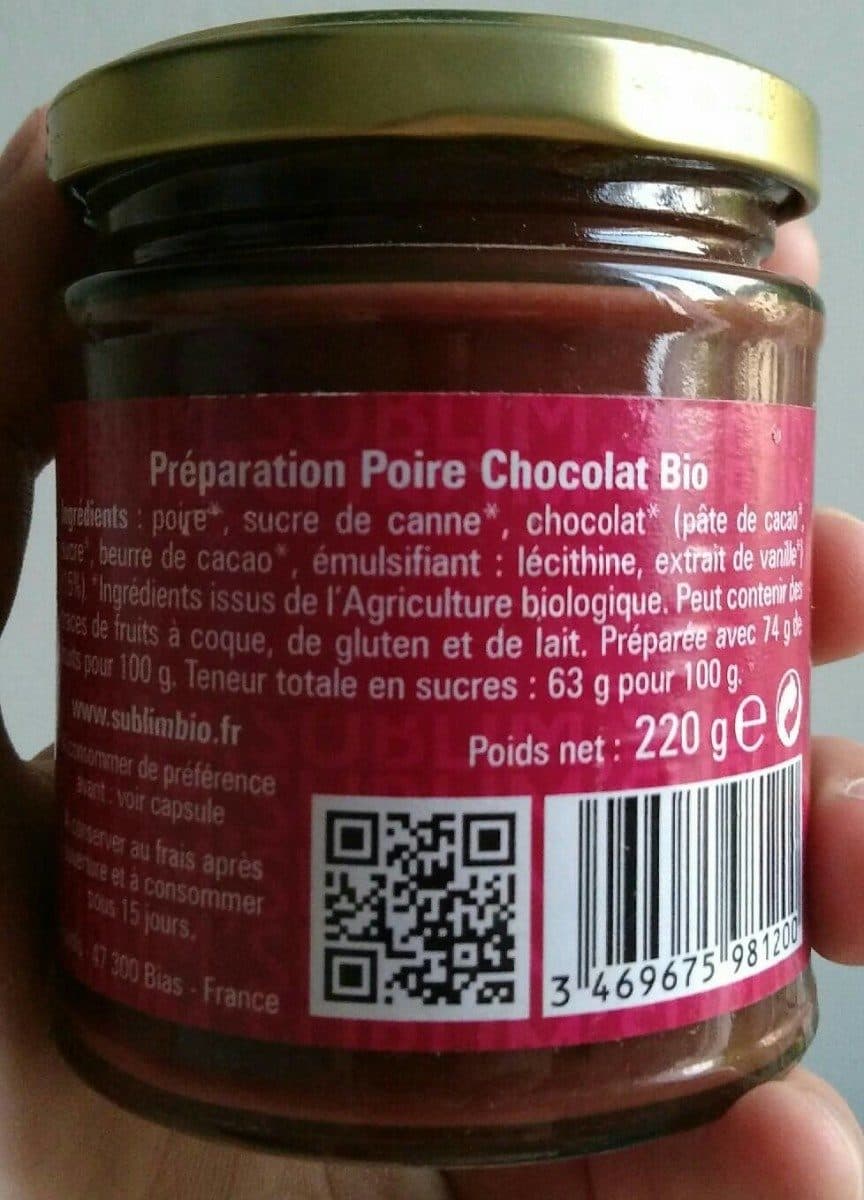 Open Food Facts 220G Delice Poire Chocolat Bio Favols packshot