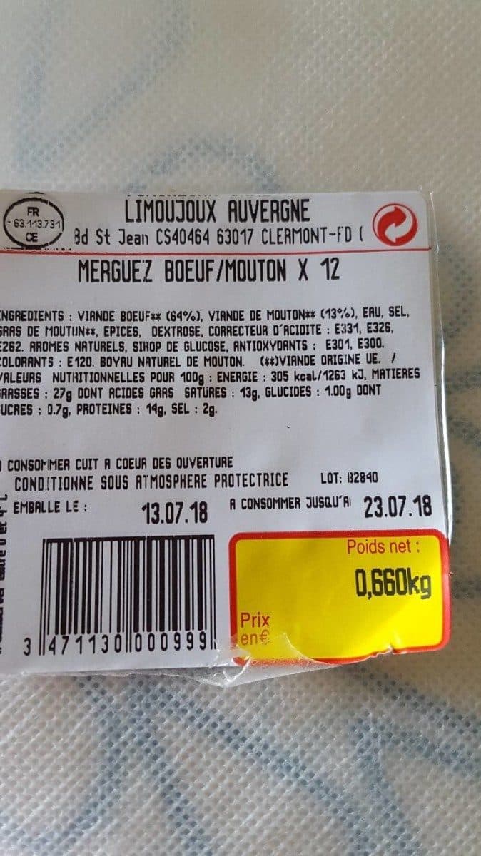 Open Food Facts Merguez boeuf mouton packshot