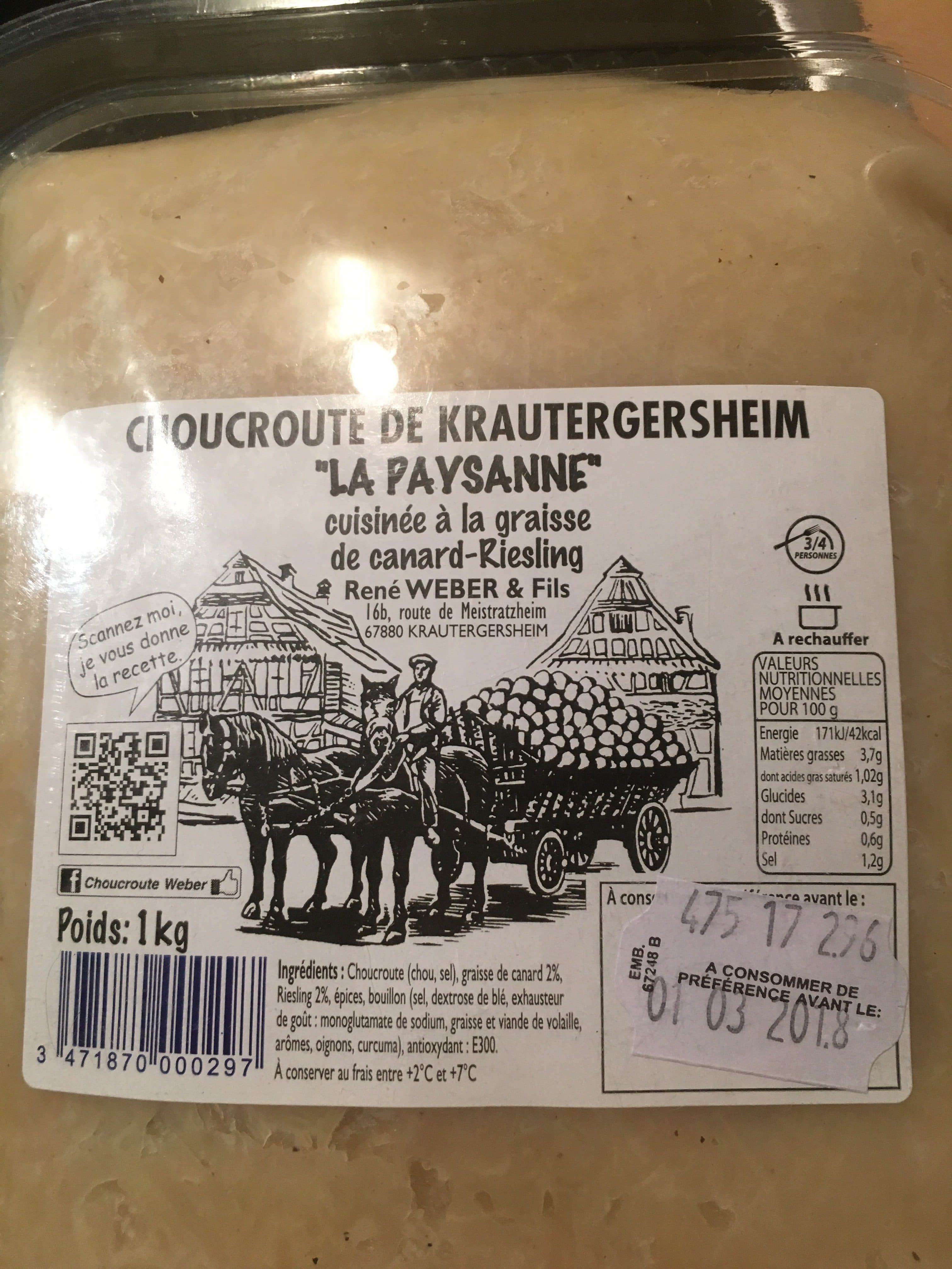 René weber & Fils Choucroute de krautergersheim la paysanne packshot