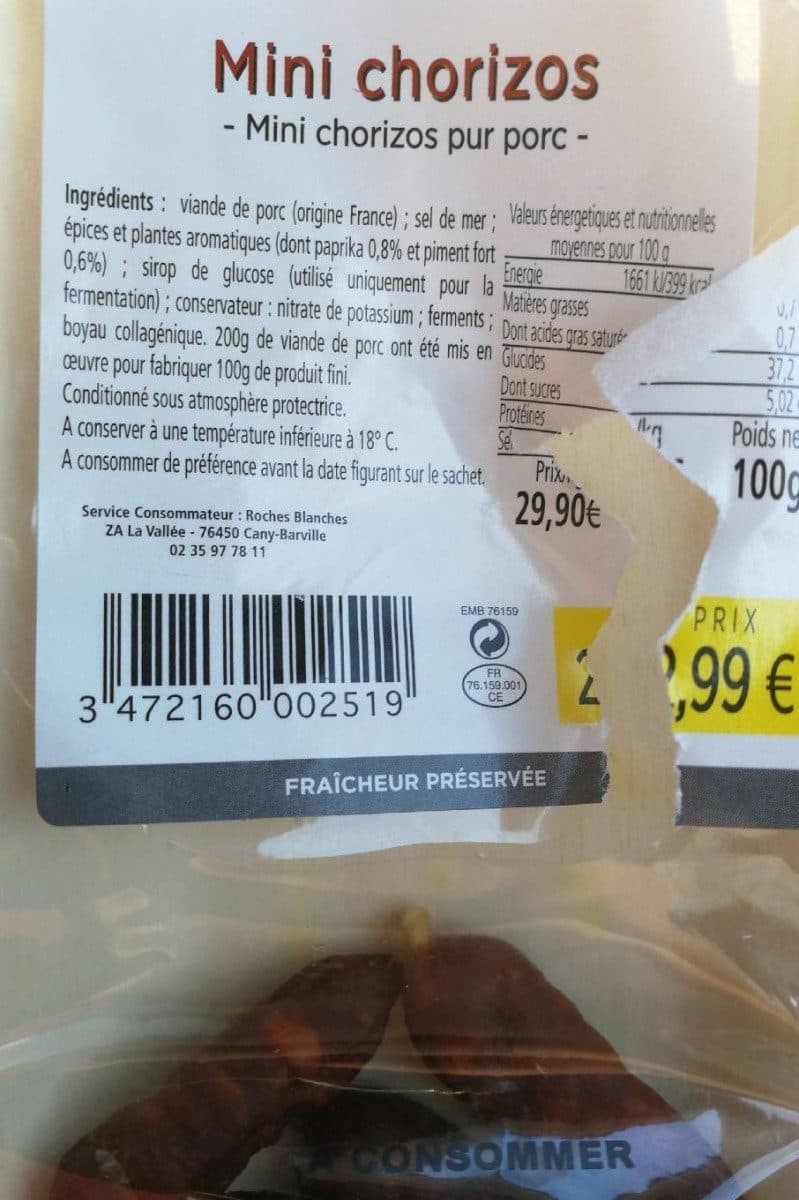 Roches blanches Mini chorizos packshot