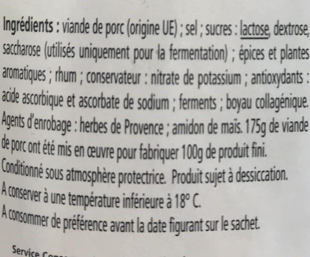 Open Food Facts Saucisson sec aux herbes de provence packshot