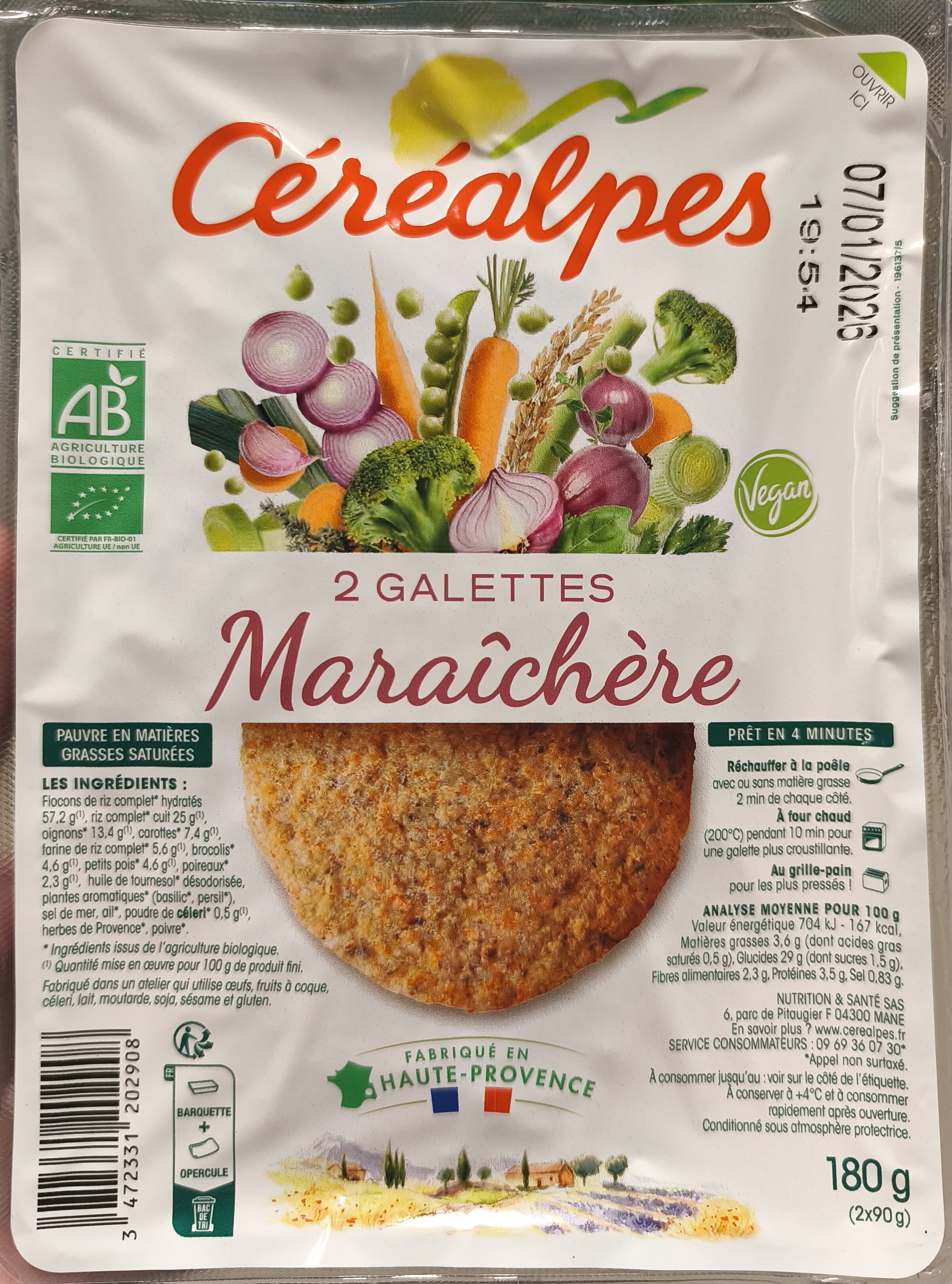 Céréalpes 2 Galettes Maraîchère packshot