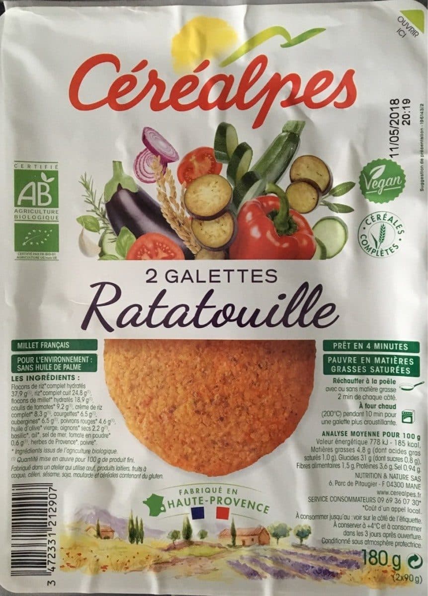 Cerealpes 2 galettes Ratatouille packshot