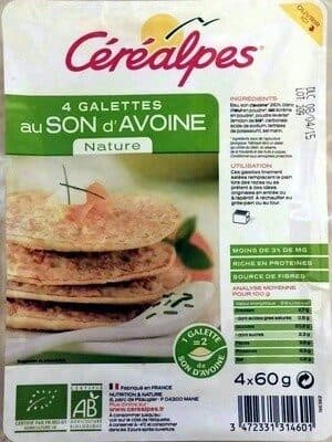 Céréalpes 4 galettes au SON d'AVOINE Nature packshot