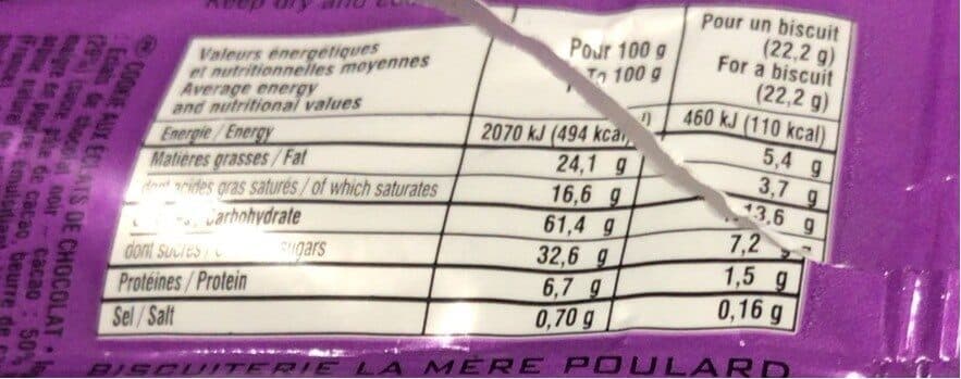 La Mère Poulard Cookies éclats de chocolat packshot