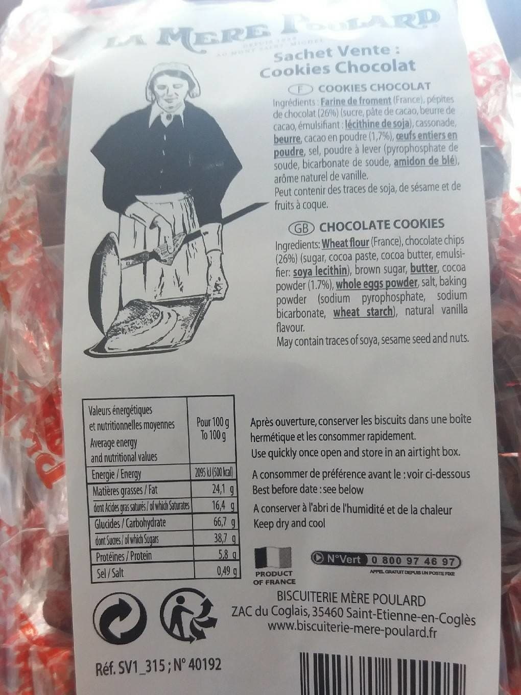 La Mère Poulard Cookies chocolat packshot