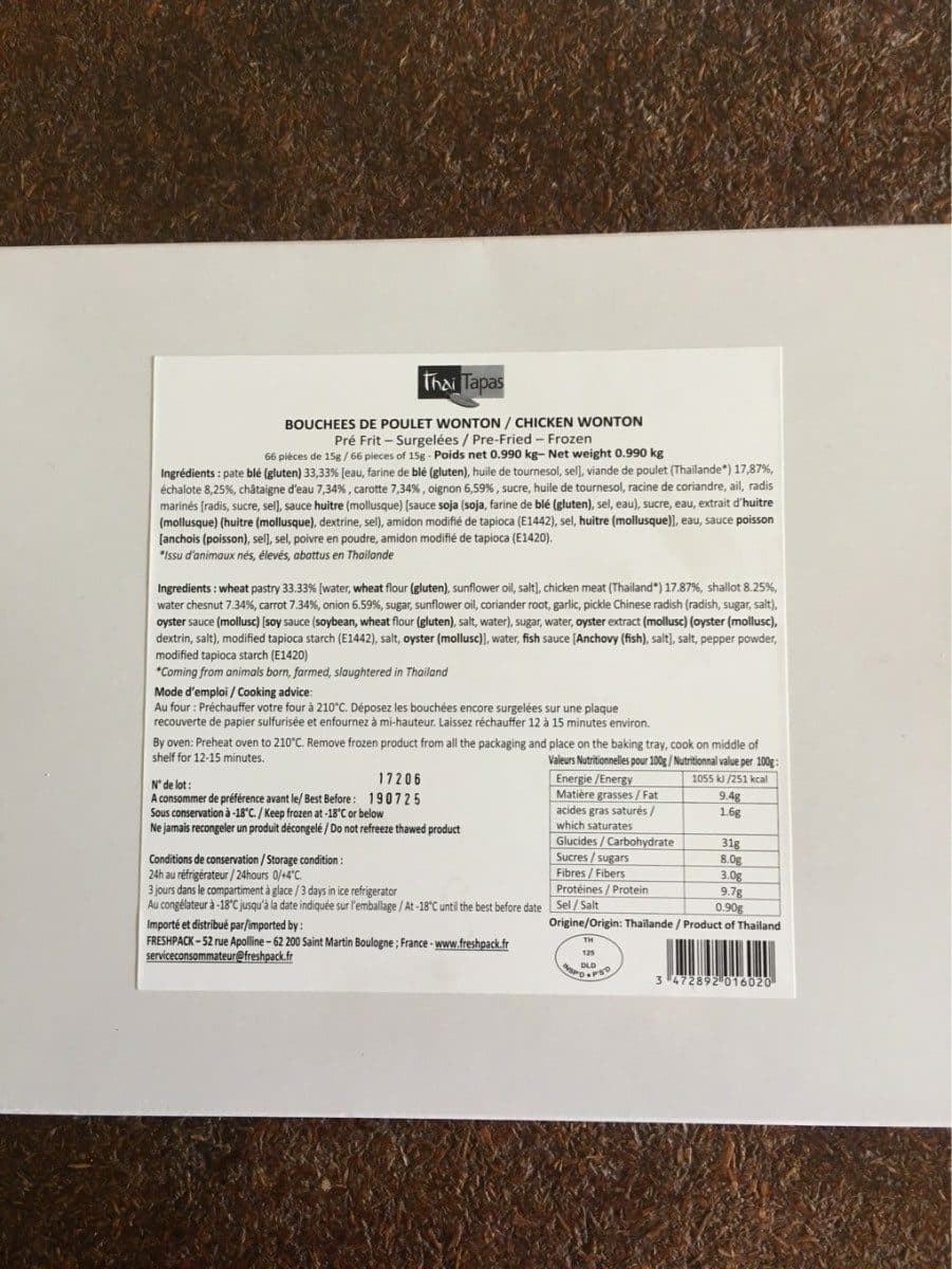 Open Food Facts Bouchées de poulet wonton packshot