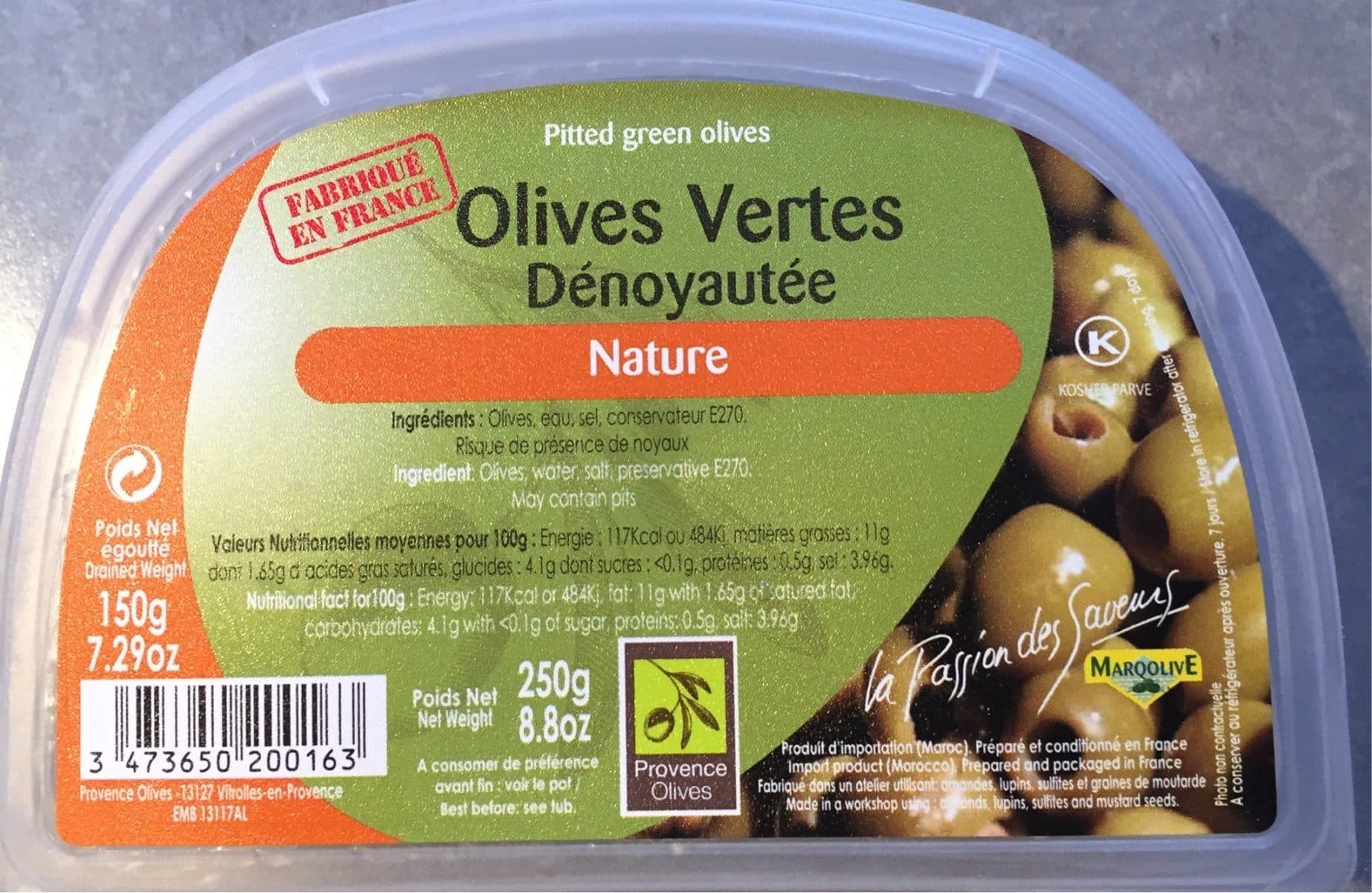 Provence olives Olives vertes denoyautee packshot