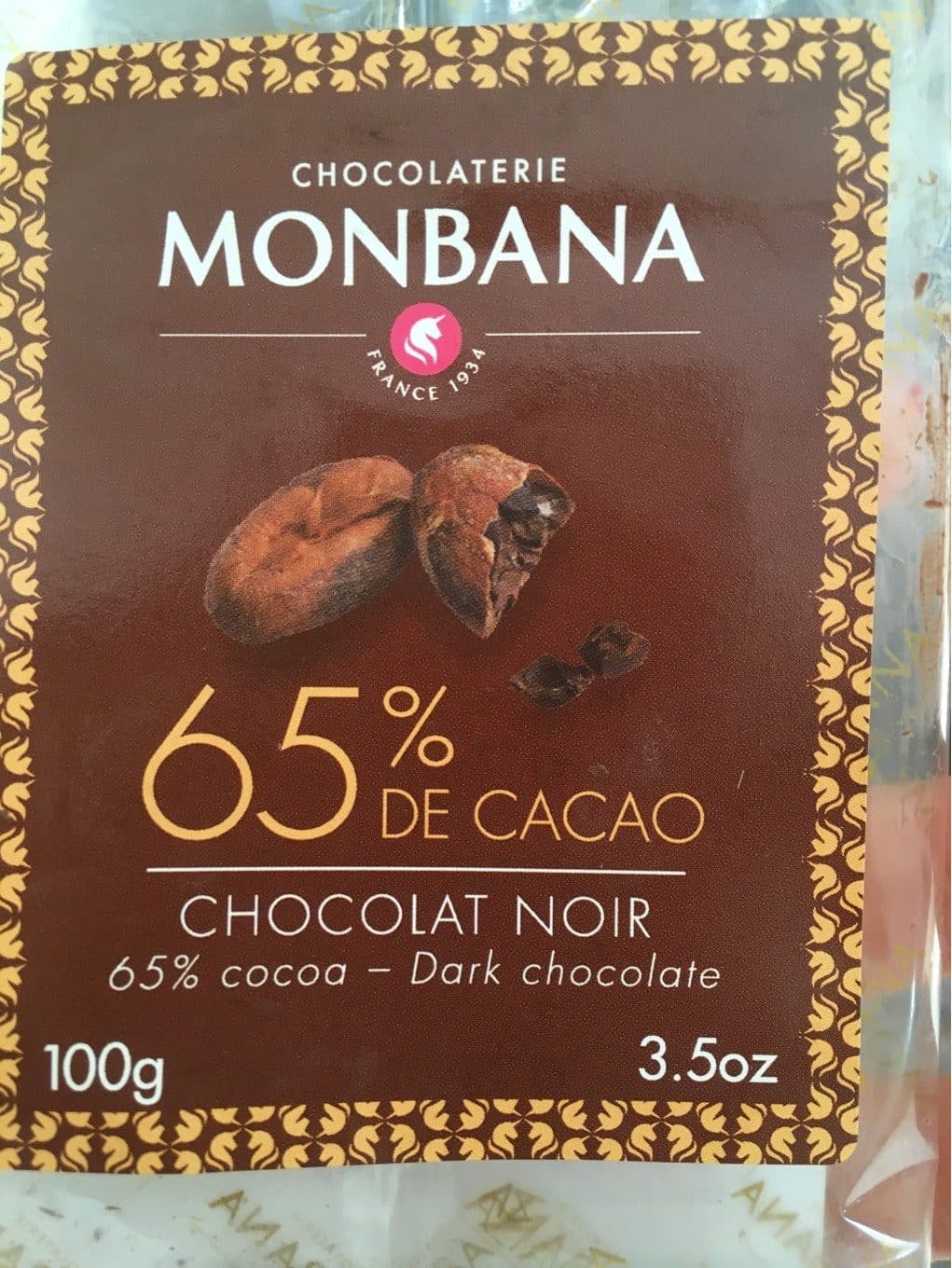 Chocolaterie Monbana Chocolat noir 65% packshot