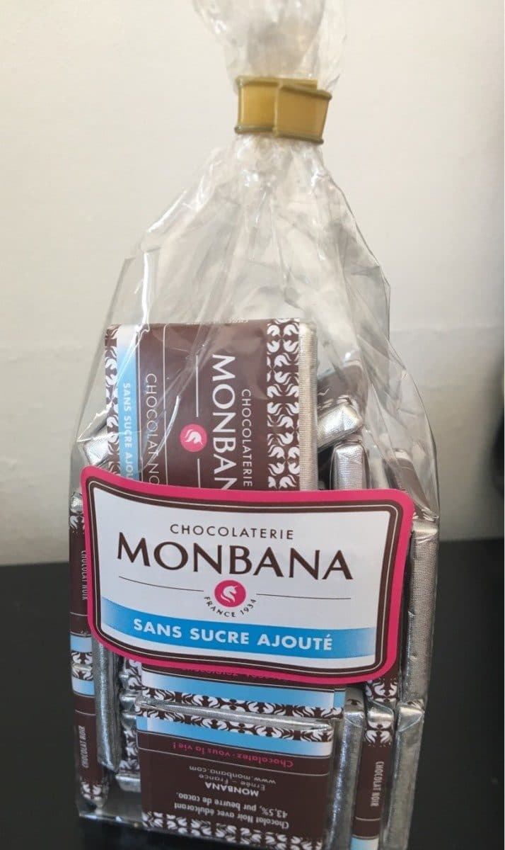 Chocolaterie Monbana Chocolat noir sans sucre ajouté packshot