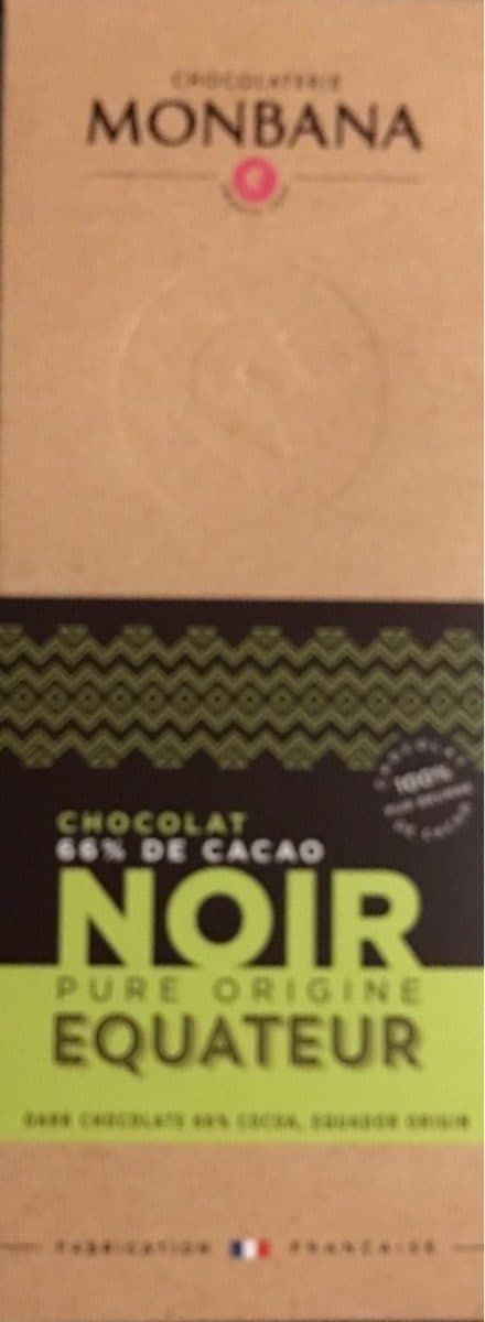 Monbana Chocolat noir Origine Equateur 66% cacao noir packshot