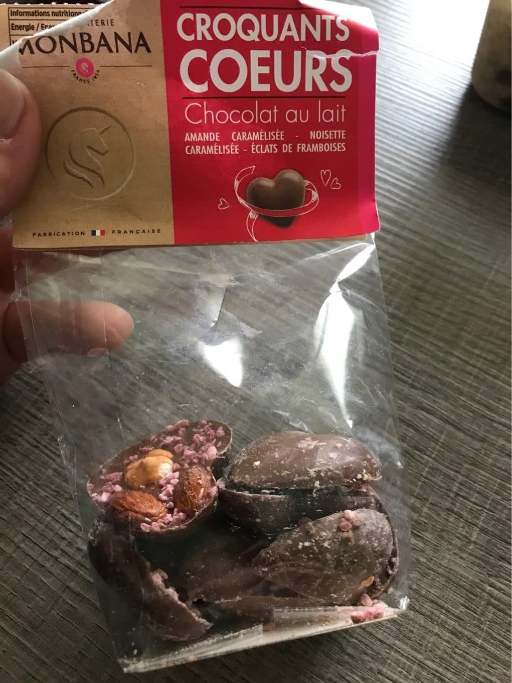 Chocolaterie Monbana Croquants coeurs chocolat au lait packshot