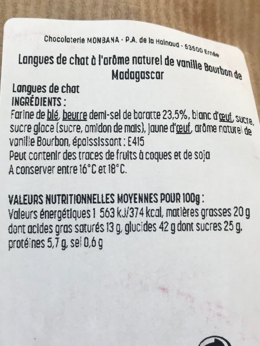 Monbana Langues de chat packshot