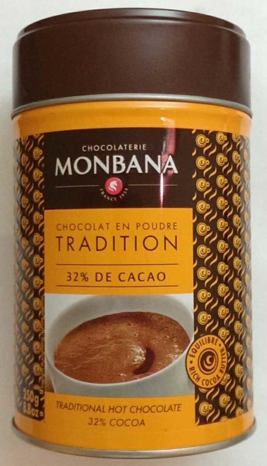Chocolaterie Monbana Chocolat en poudre Tradition 32% de cacao packshot