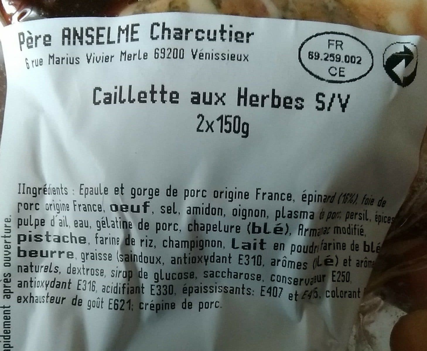 Père Anselme Caillettes aux herbes S/V packshot