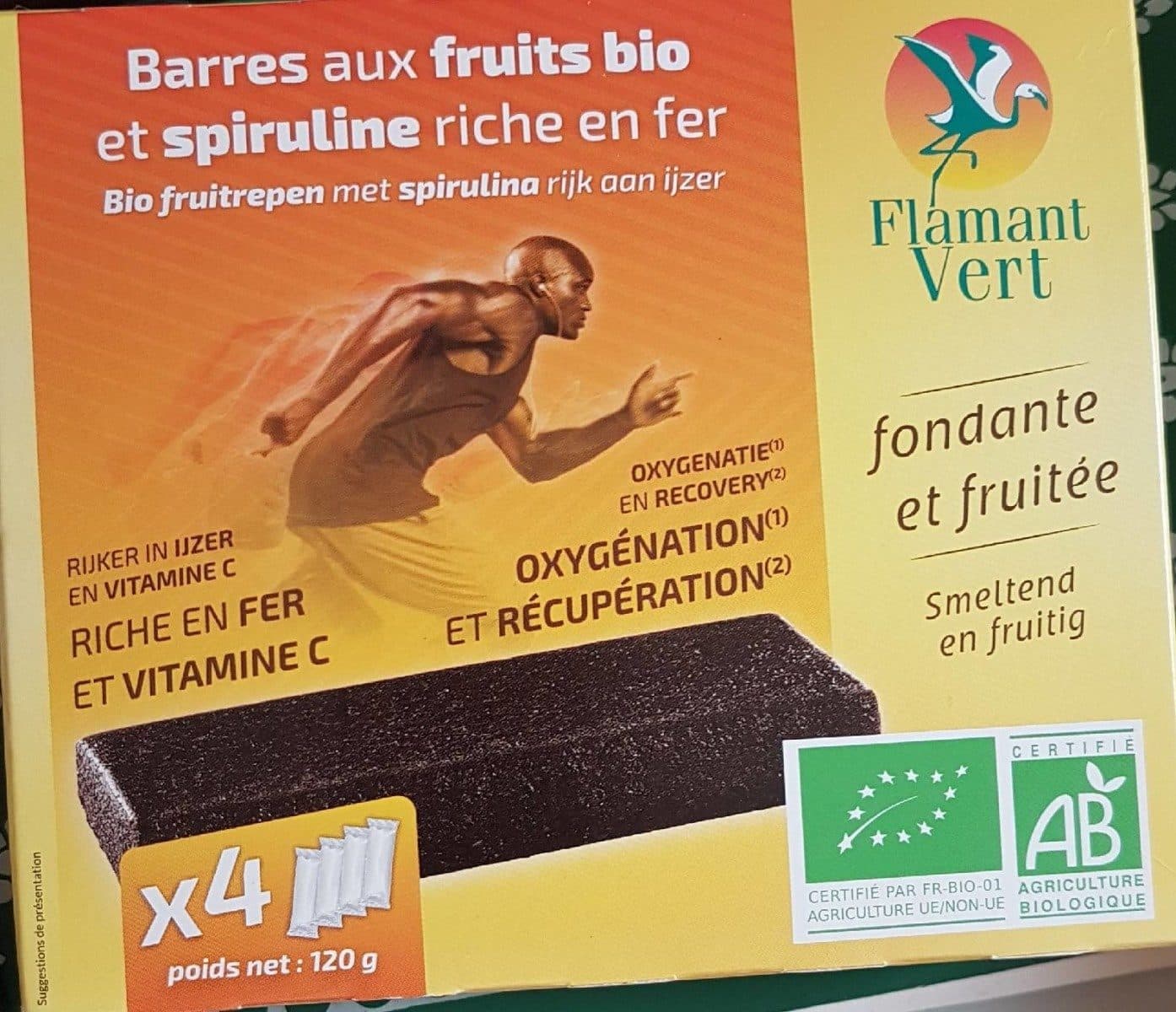Flamant vert Barres aux fruits bio et spiruline packshot
