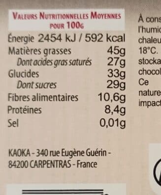 Kaoka Chocolat noir corsé dessert biologique packshot
