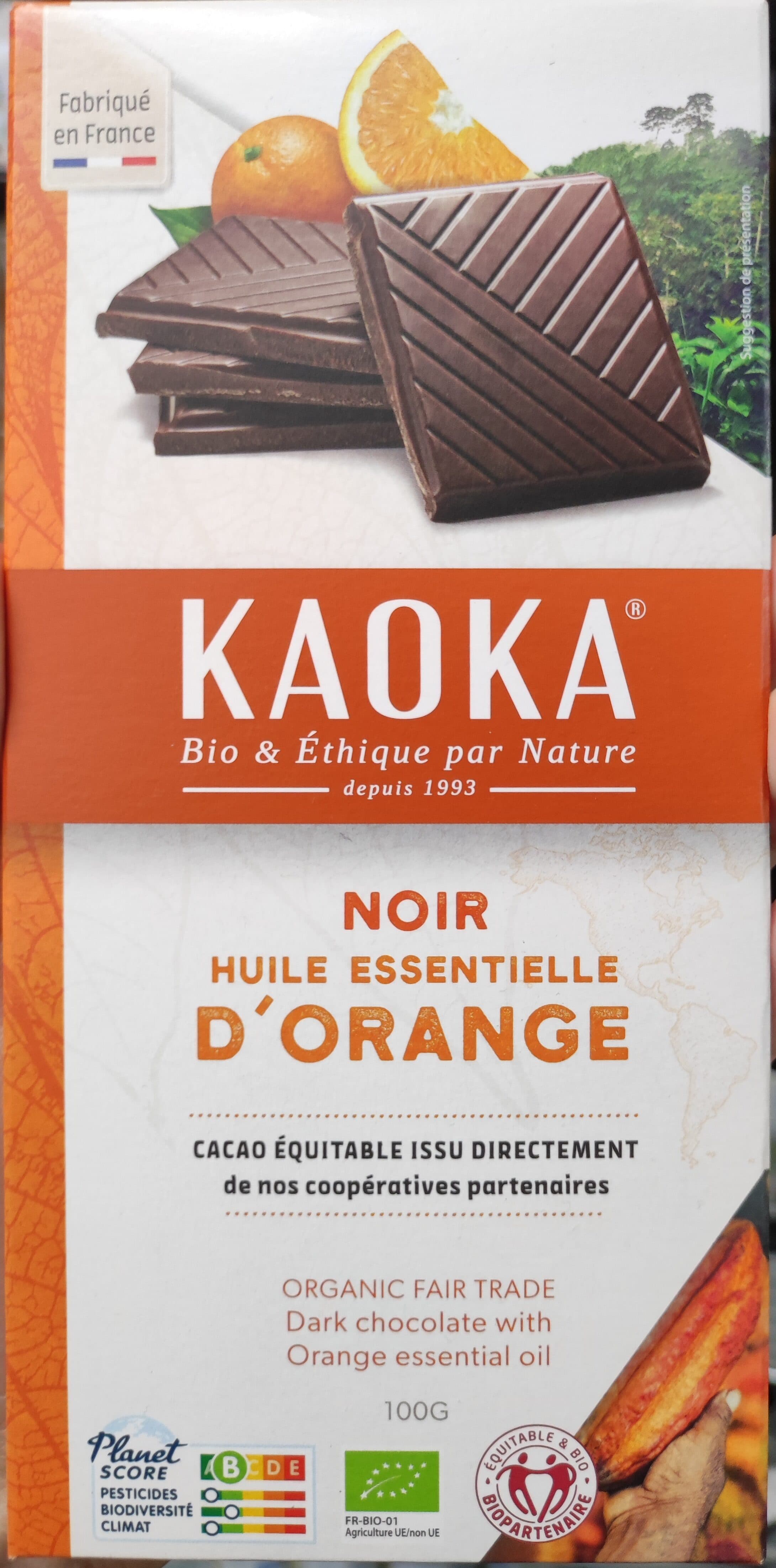 Kaoka Chocolat noir huile essentielle orange packshot