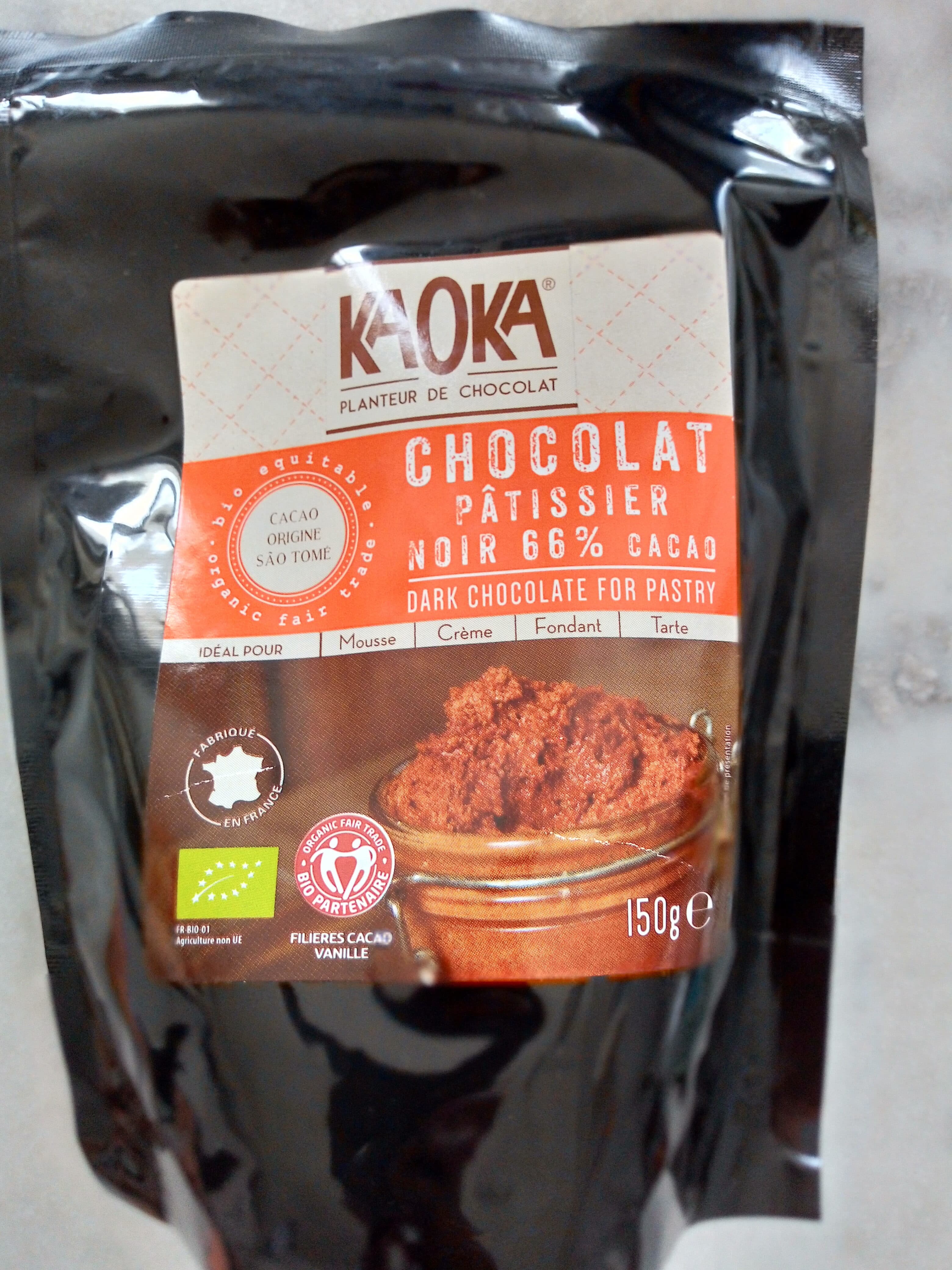Kaoka Chocolat pâtissier noir 66% cacao packshot