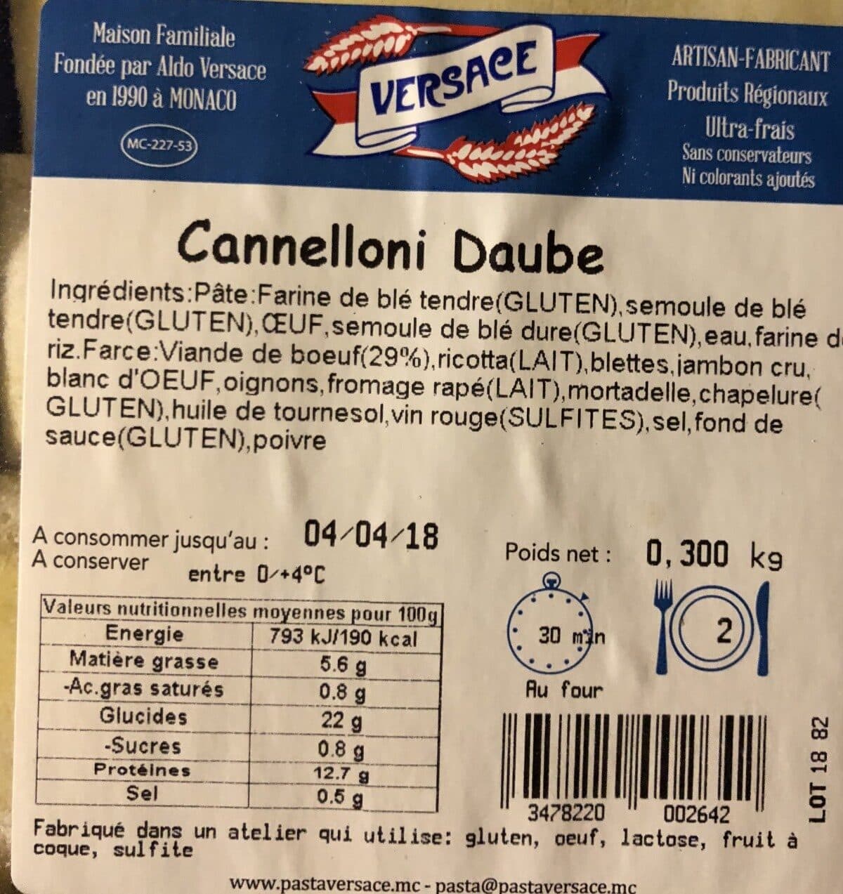 Open Food Facts Cannelloni Daube packshot