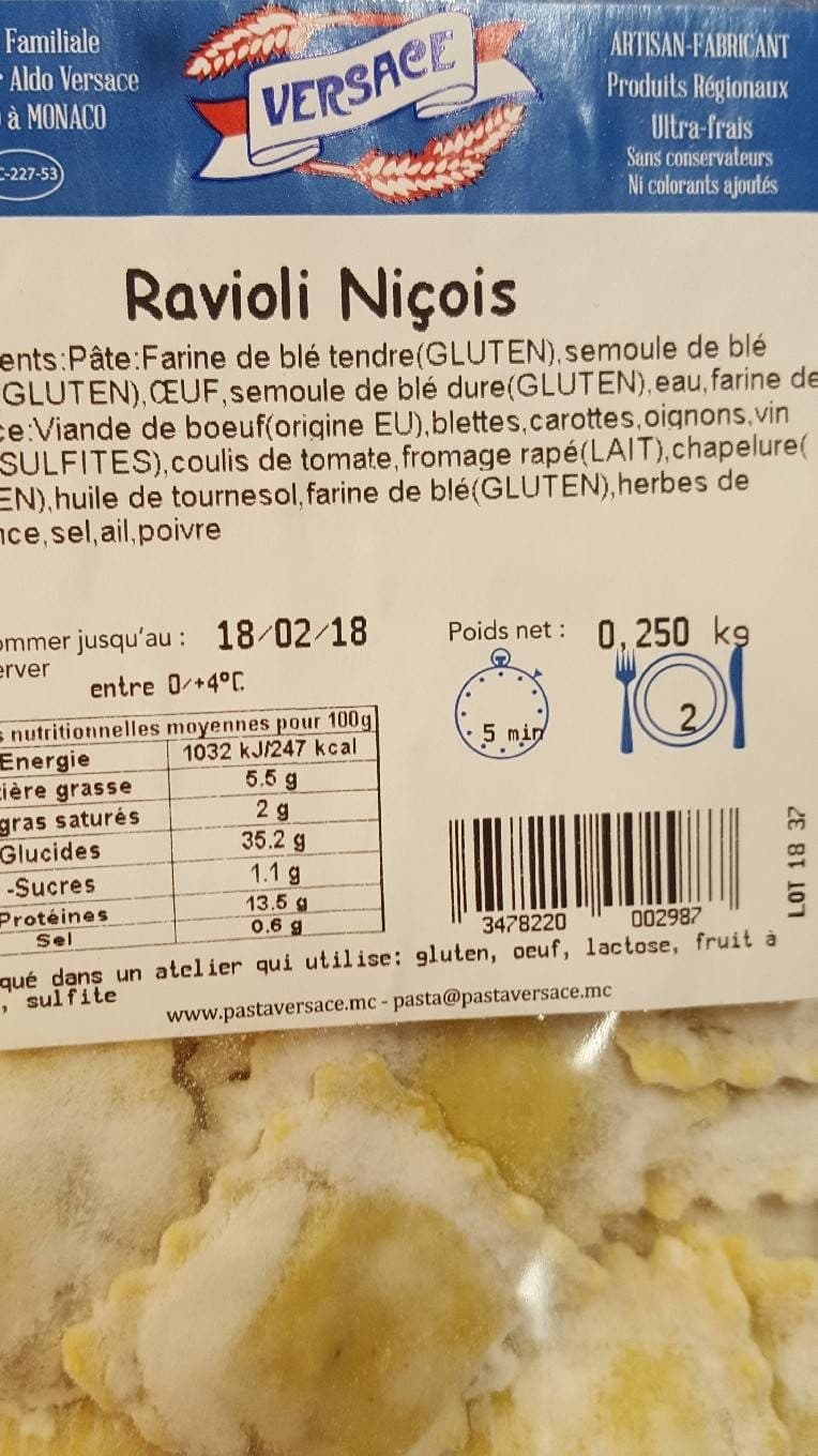 Versace Ravioli niçois packshot