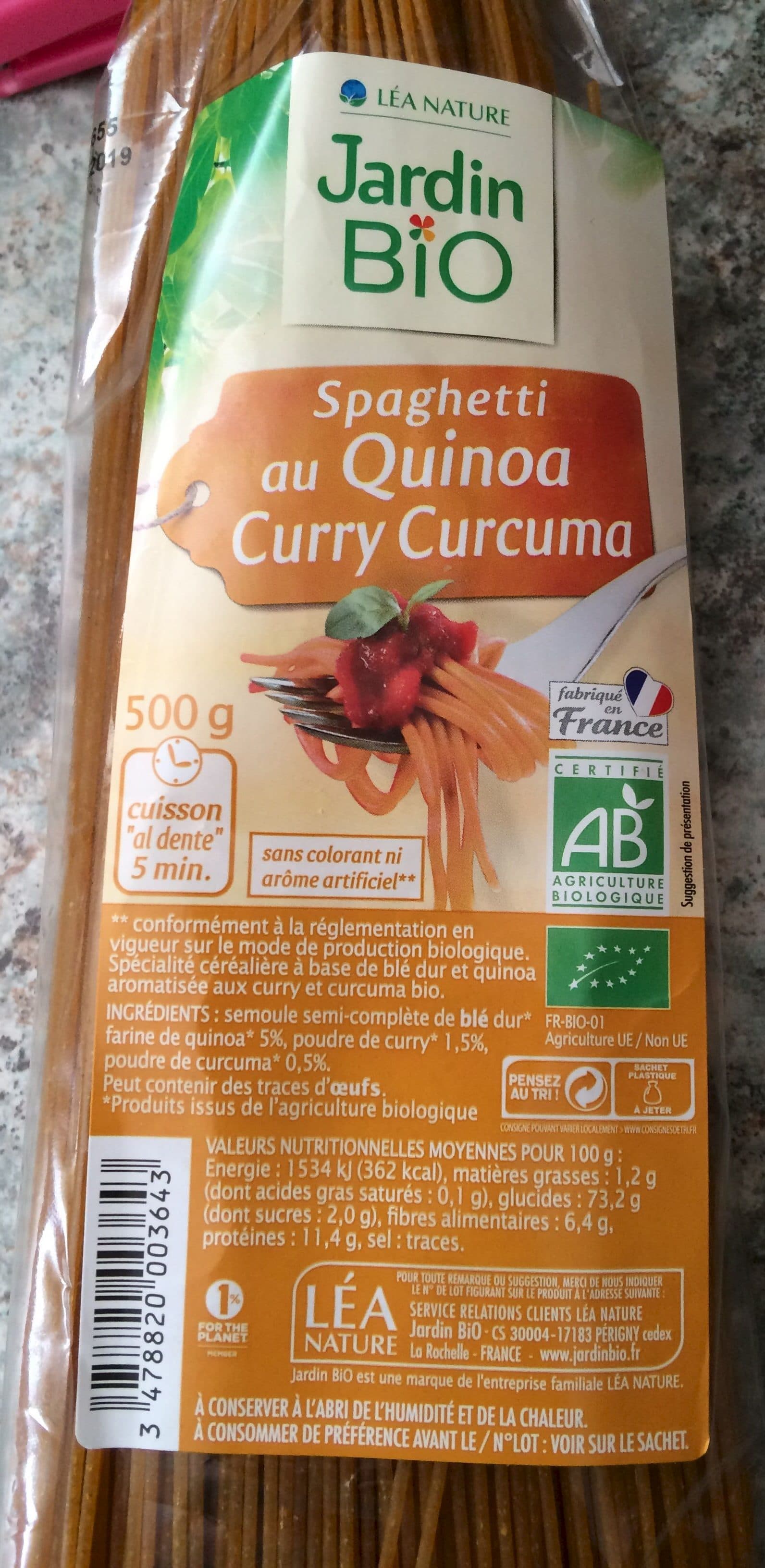 Jardin bio spaghetti au quinoa curry curcuma packshot