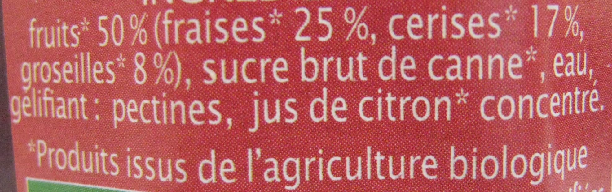 Jardin BIO Confiture Fraise Cerise Groseille bio packshot