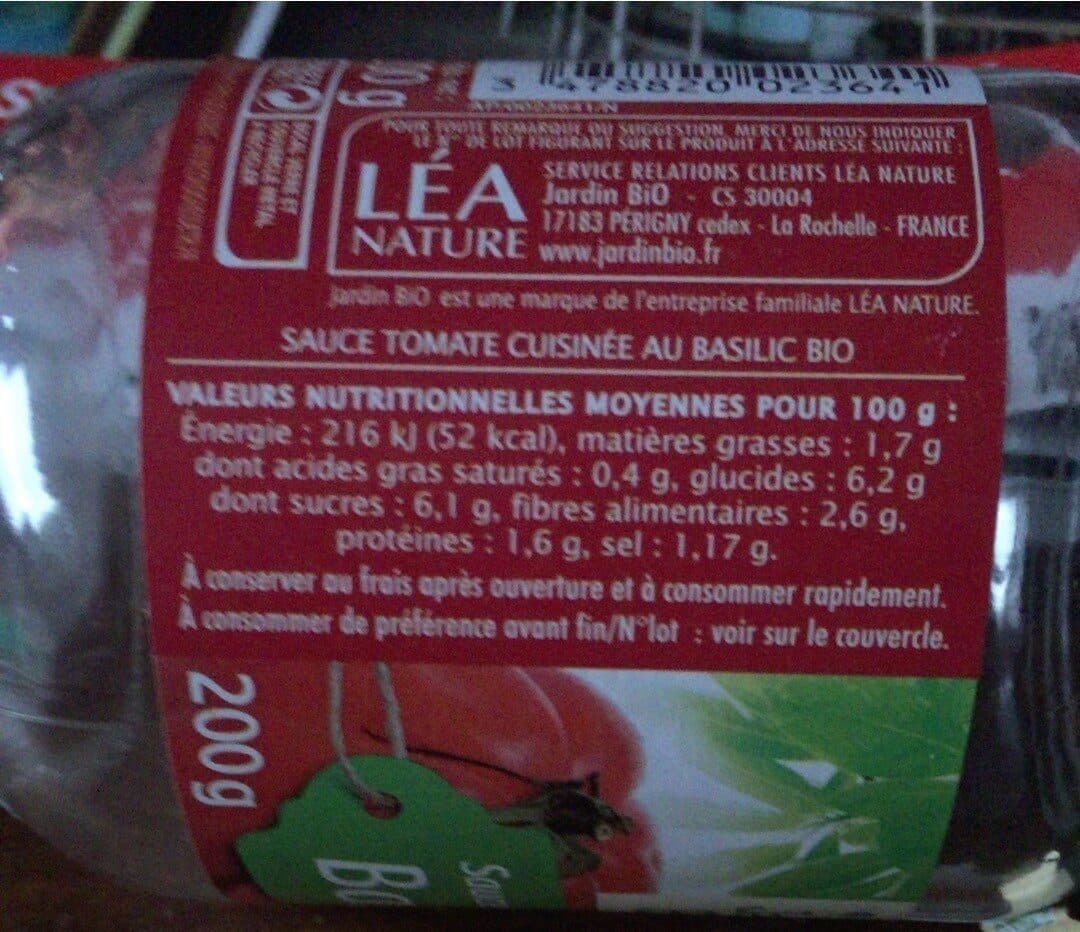 Jardin Bio Sauce tomate Basilic Jardin BIO packshot