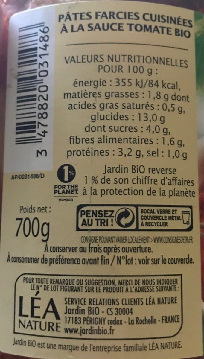 Jardin bio Ravioli Bœuf Bio packshot