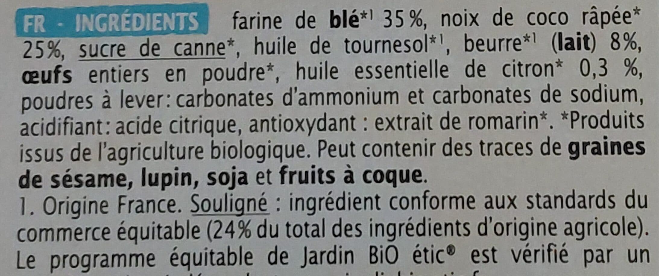 Jardin bio SABLES NOIX DE COCO ET CITRON packshot