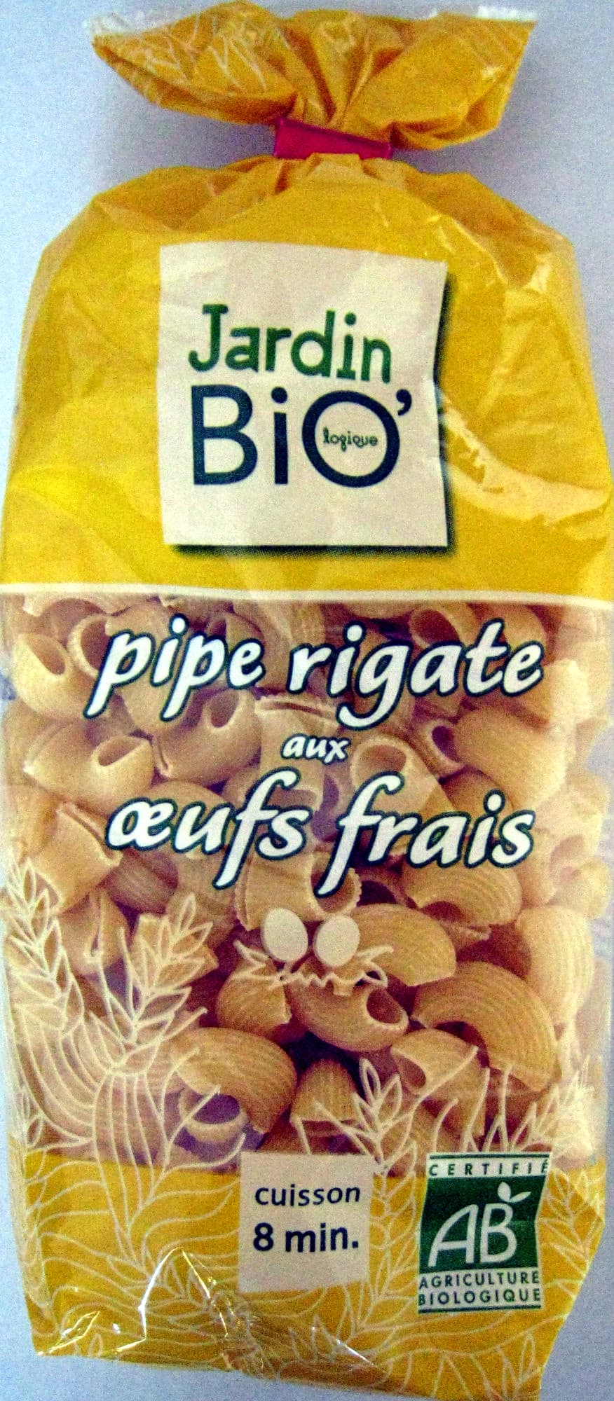 Jardin BIO' Pipe rigate aux œufs frais (cuisson 8 min.) packshot