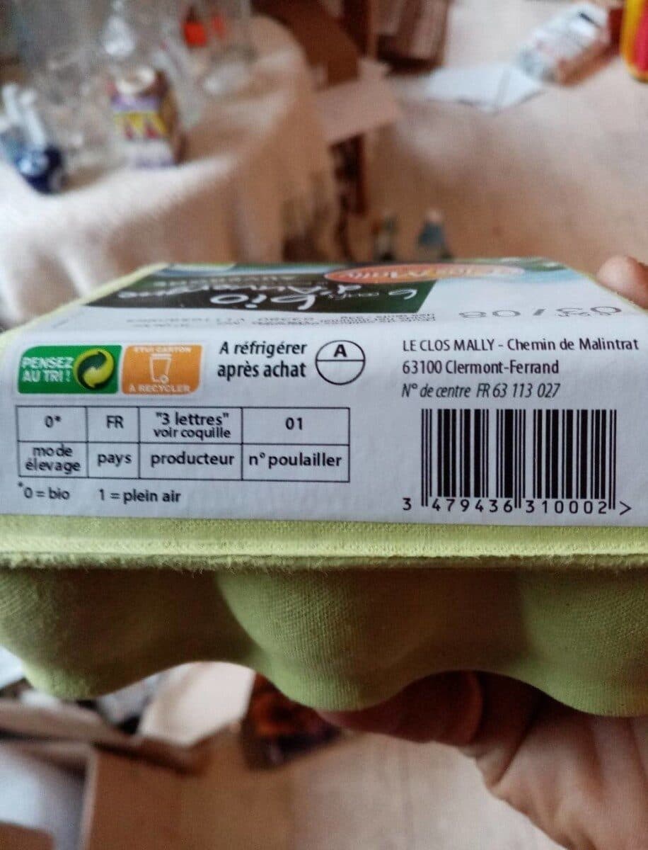 Open Food Facts Bio 6 Oeufs Frais De Poules élevées En Plein Air - Auvergne packshot