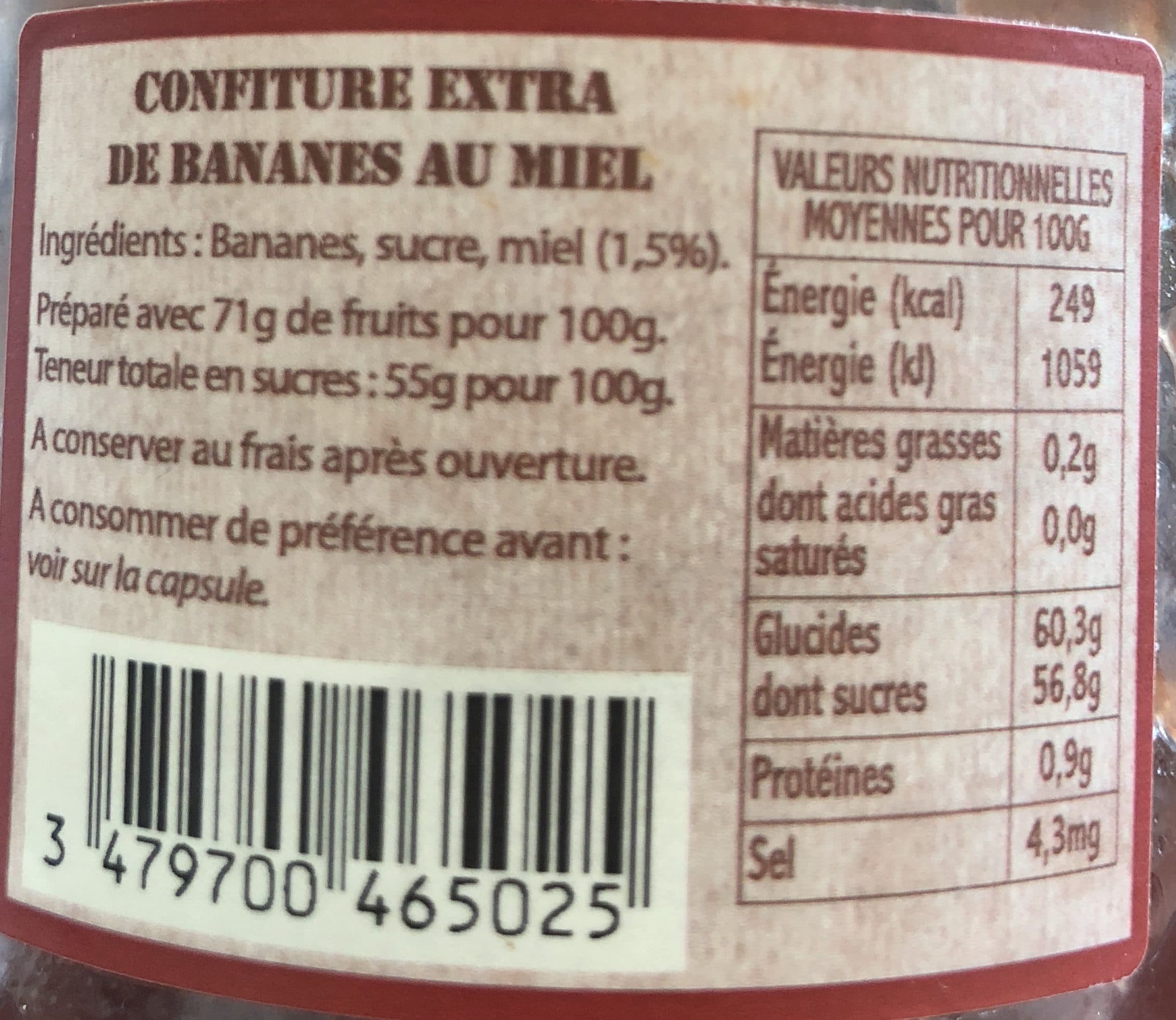 Délices de Guyane Confiture Extra de Banane au Miel packshot