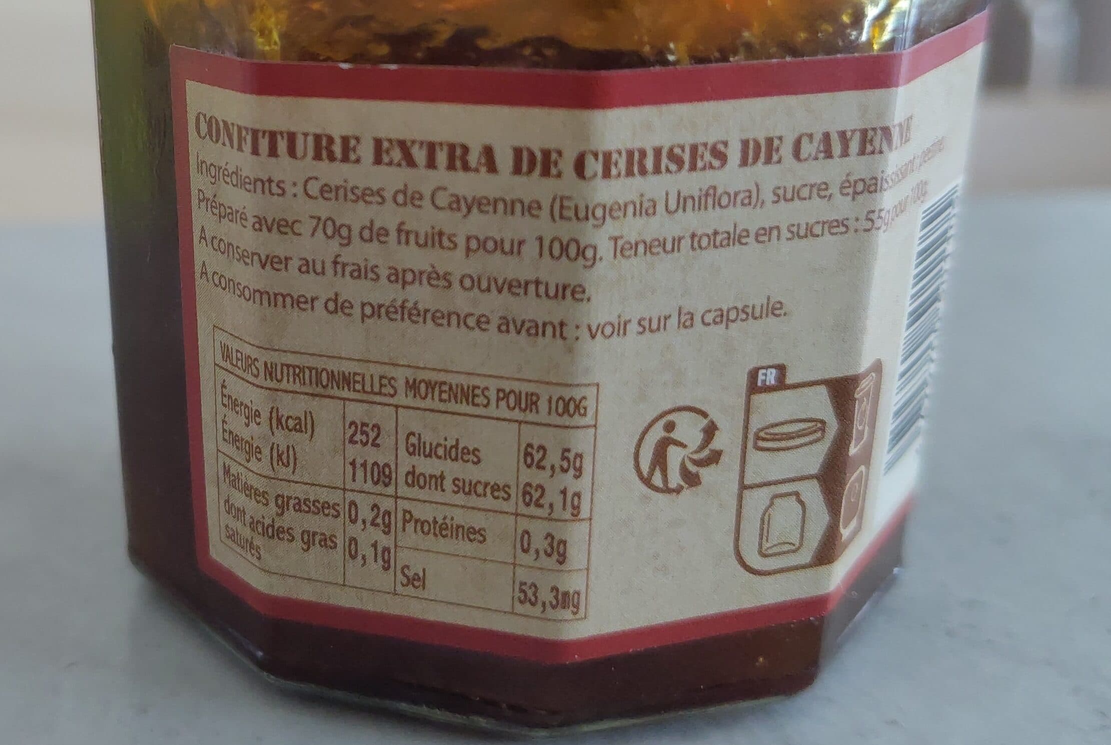 Délices de Guyane Confiture cerise de cayenne packshot