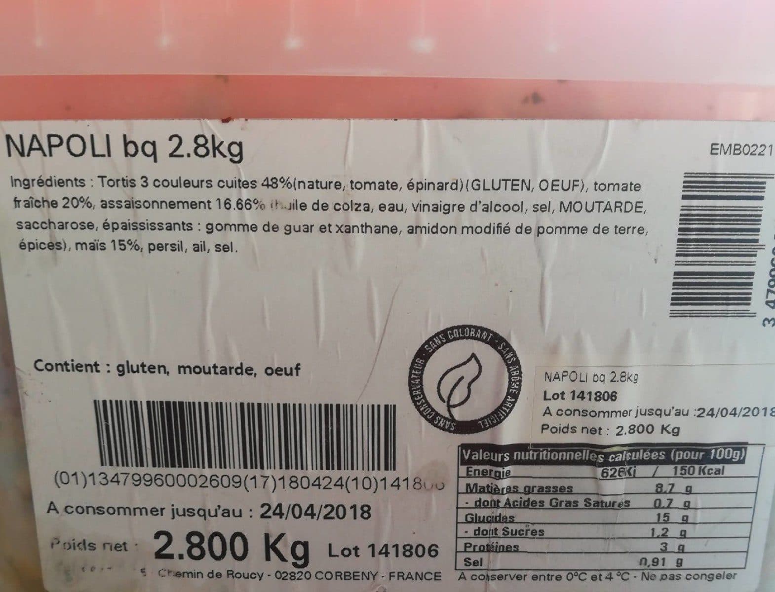 Open Food Facts Napoli bq 2,8kg packshot