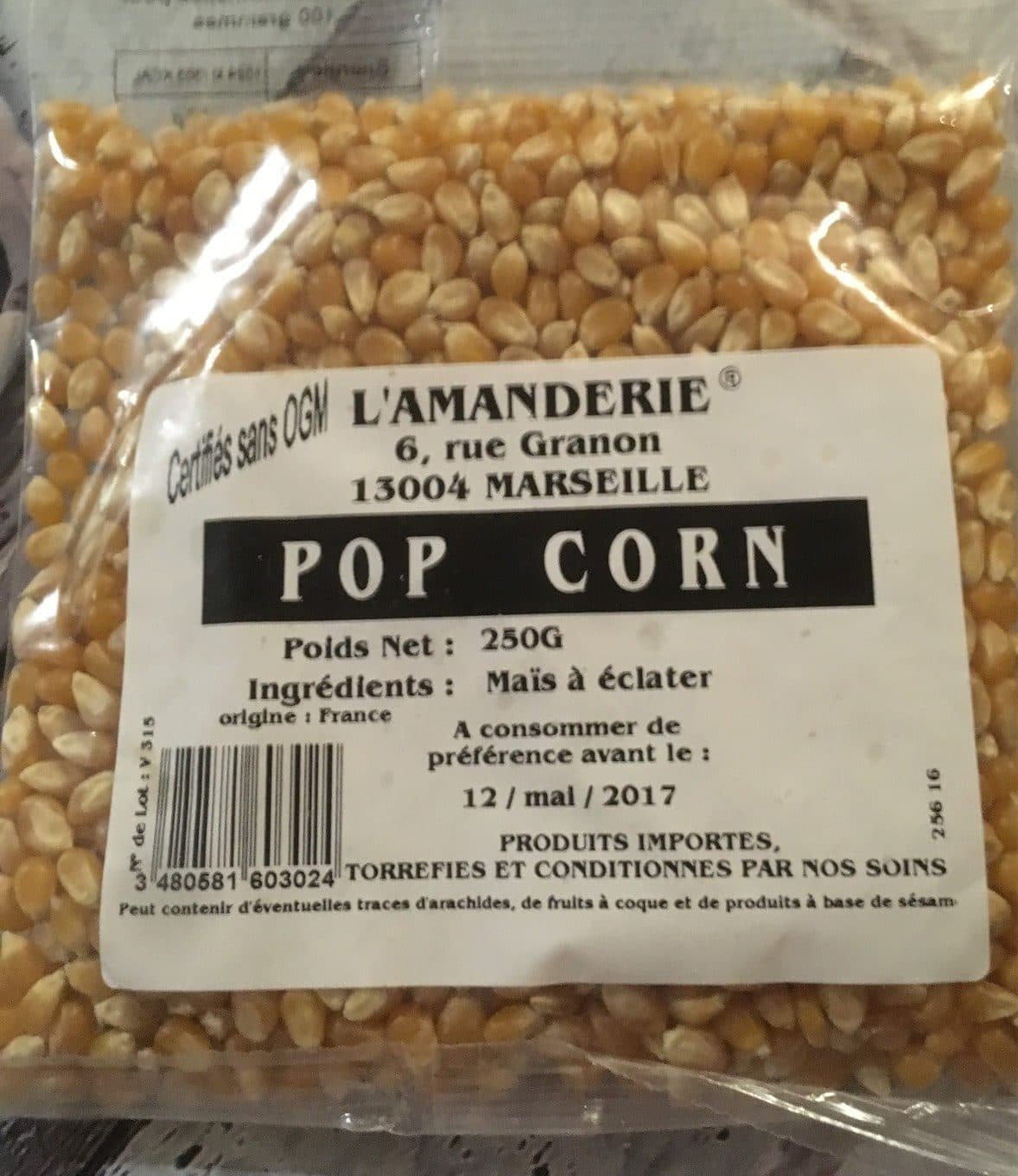 L’amanderie Pop corn packshot