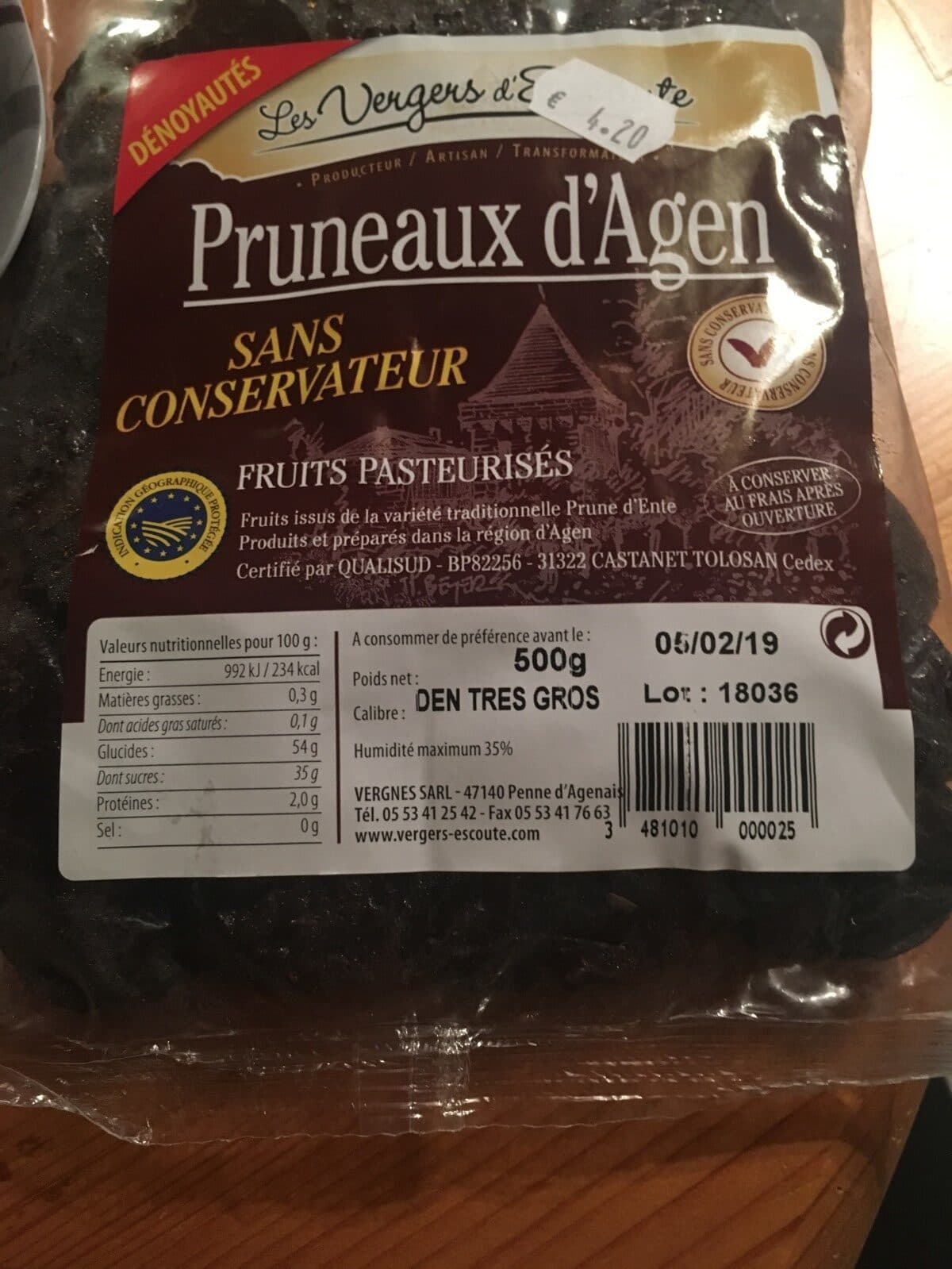 Les vergers d'escoute Pruneau d'Agen packshot