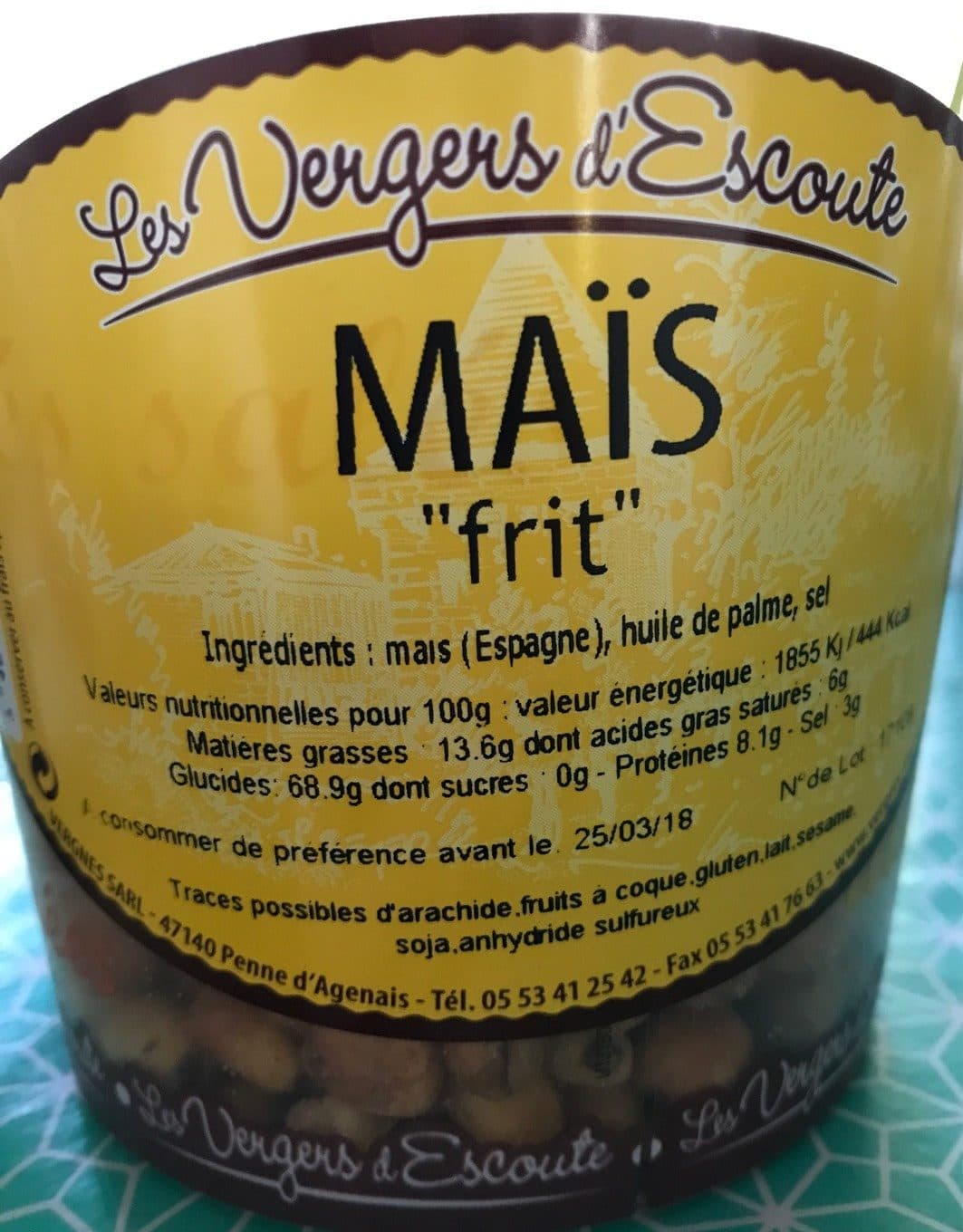Les Vergers d'Escoute Maïs frit packshot