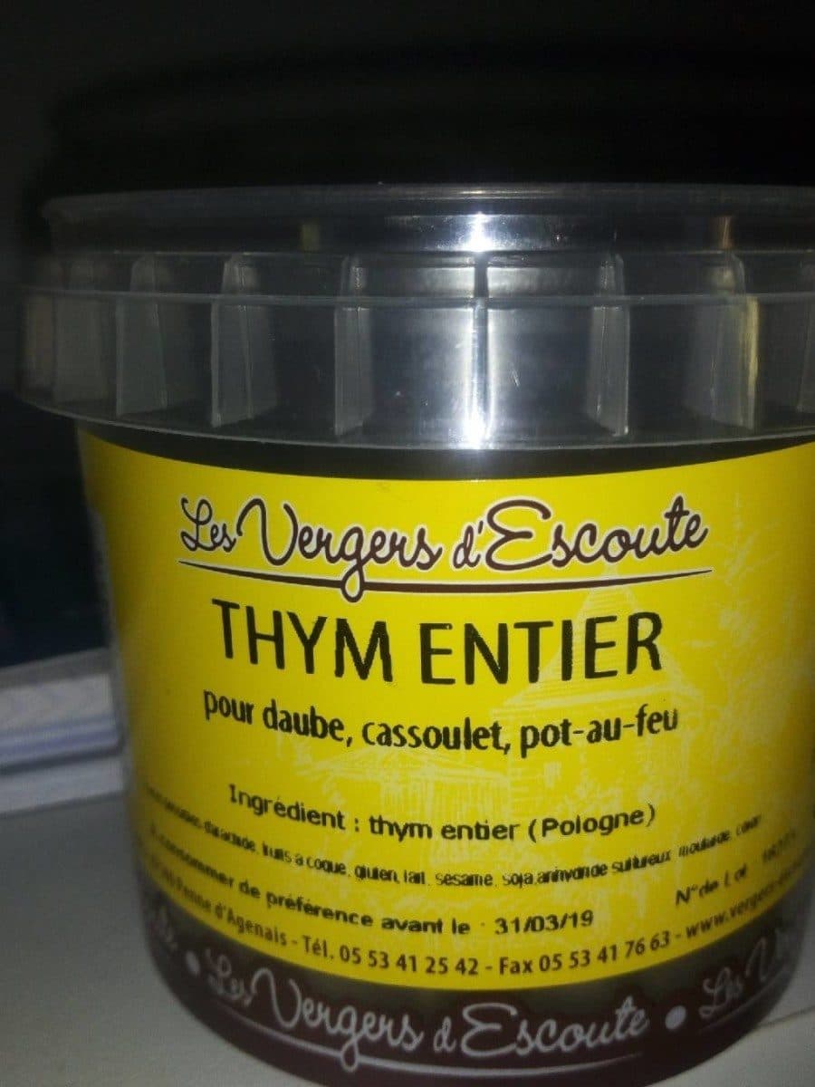 Les Vergers d'Escoute Thym entier packshot