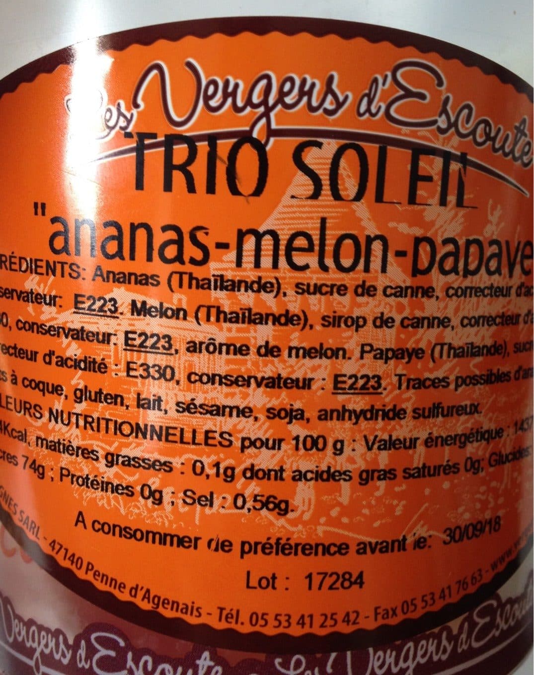 Les Vergers D'escoute Trio soleil ananas melon papaye packshot