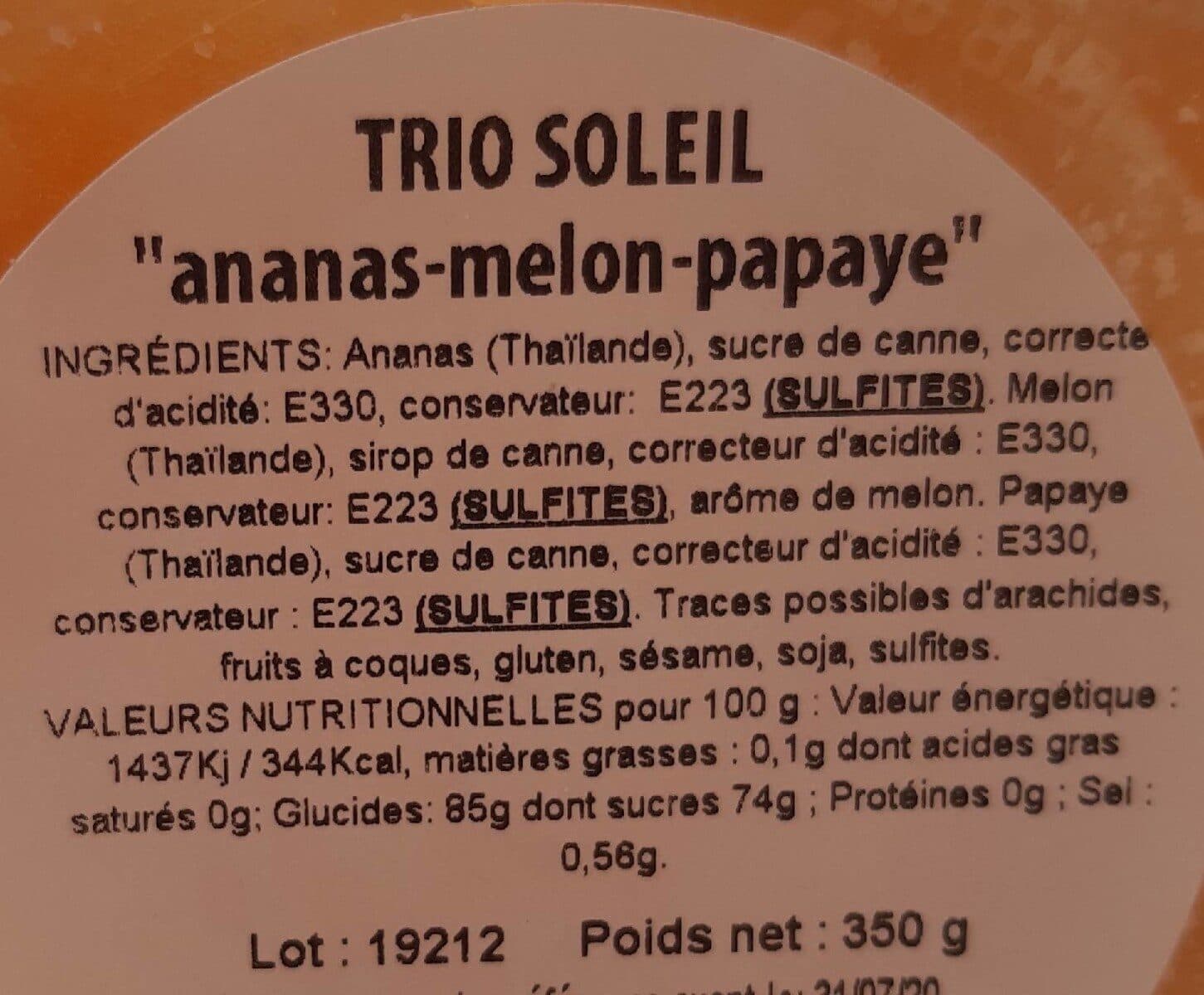 Les Vergers D'escoute Trio soleil ananas melon papaye packshot