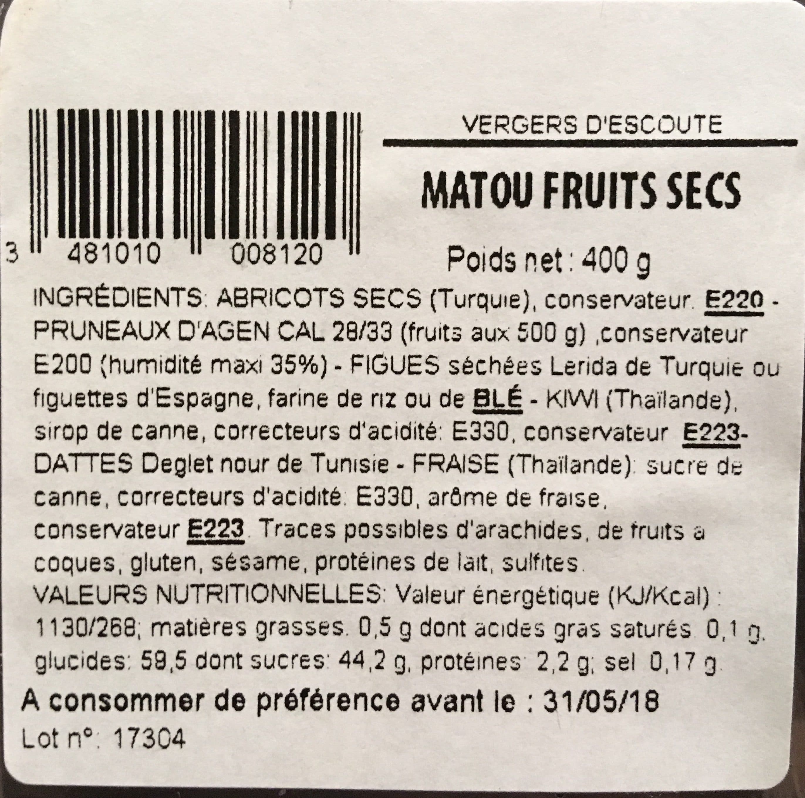 Les Vergers D'escoute Matou fruits secs packshot