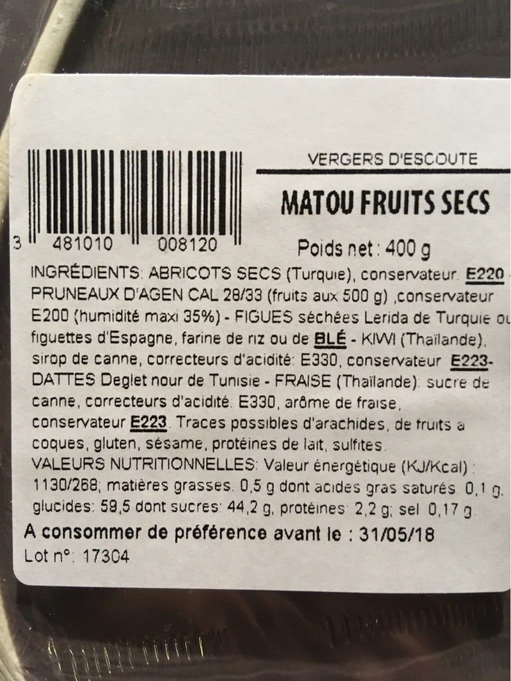 Les Vergers D'escoute Matou fruits secs packshot