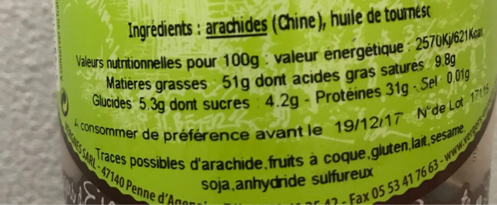 Les Vergers D’Escoute Arachides sans sel packshot