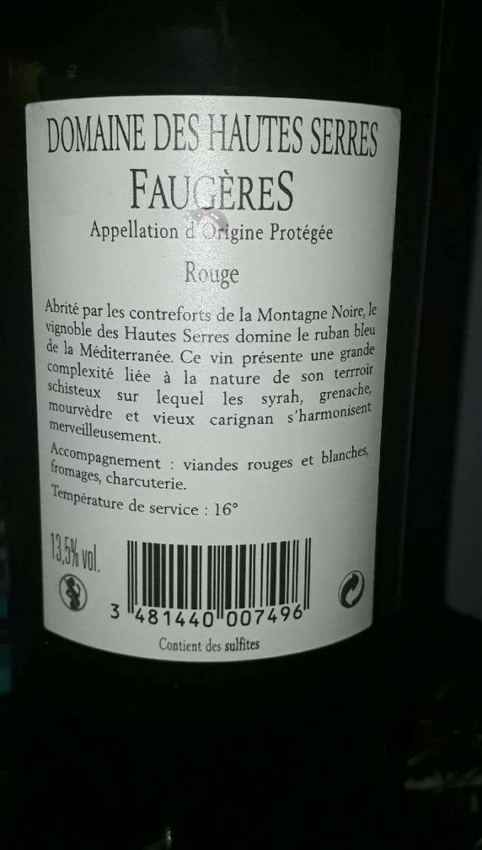 Open Food Facts Domaine des hautes serres packshot