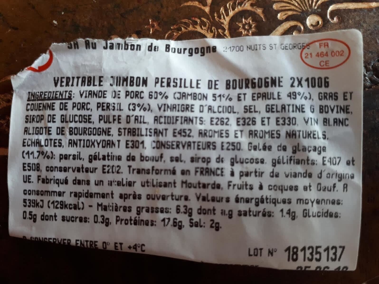 SA Au jambon de Bourgogne Jambon persillé de Bourgogne, au vin blanc aligoté 2% packshot