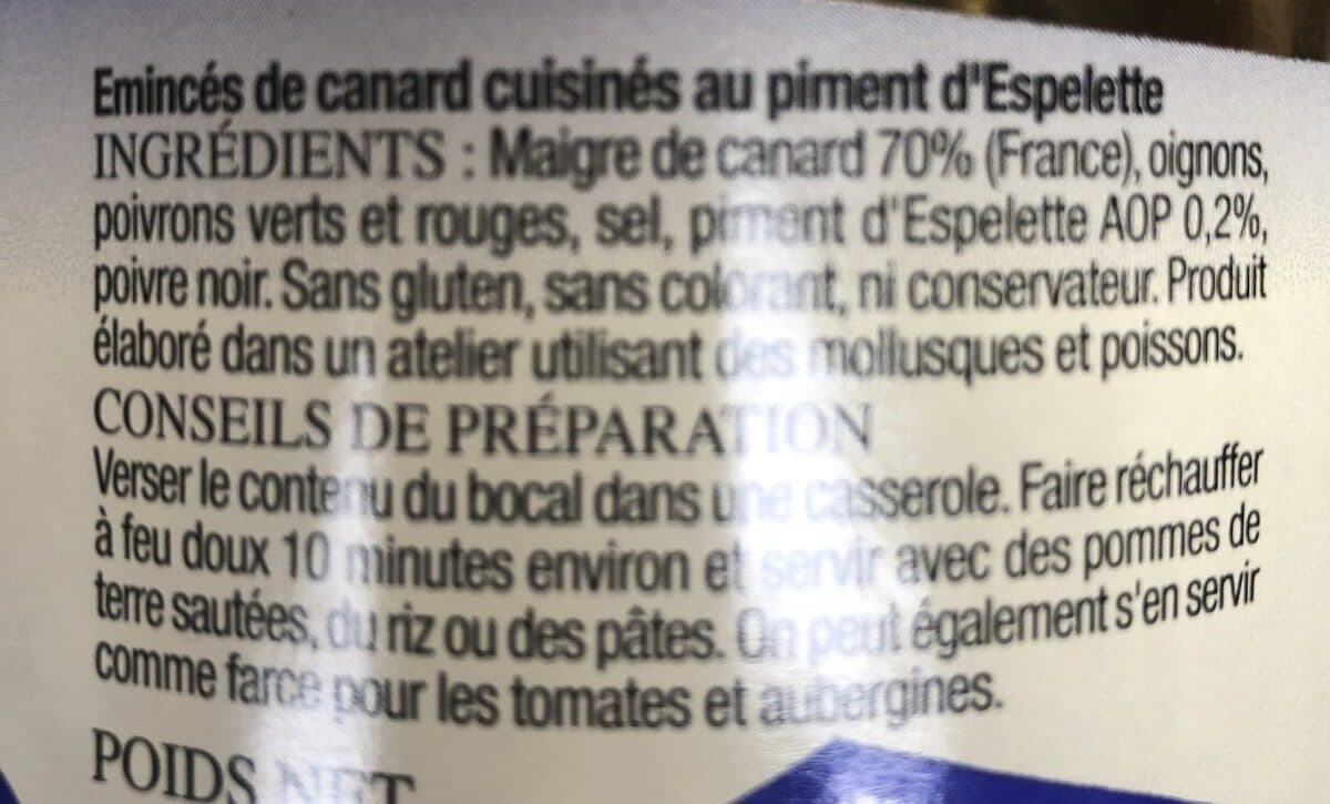 Open Food Facts Axoa de canard au piment d'espelette packshot